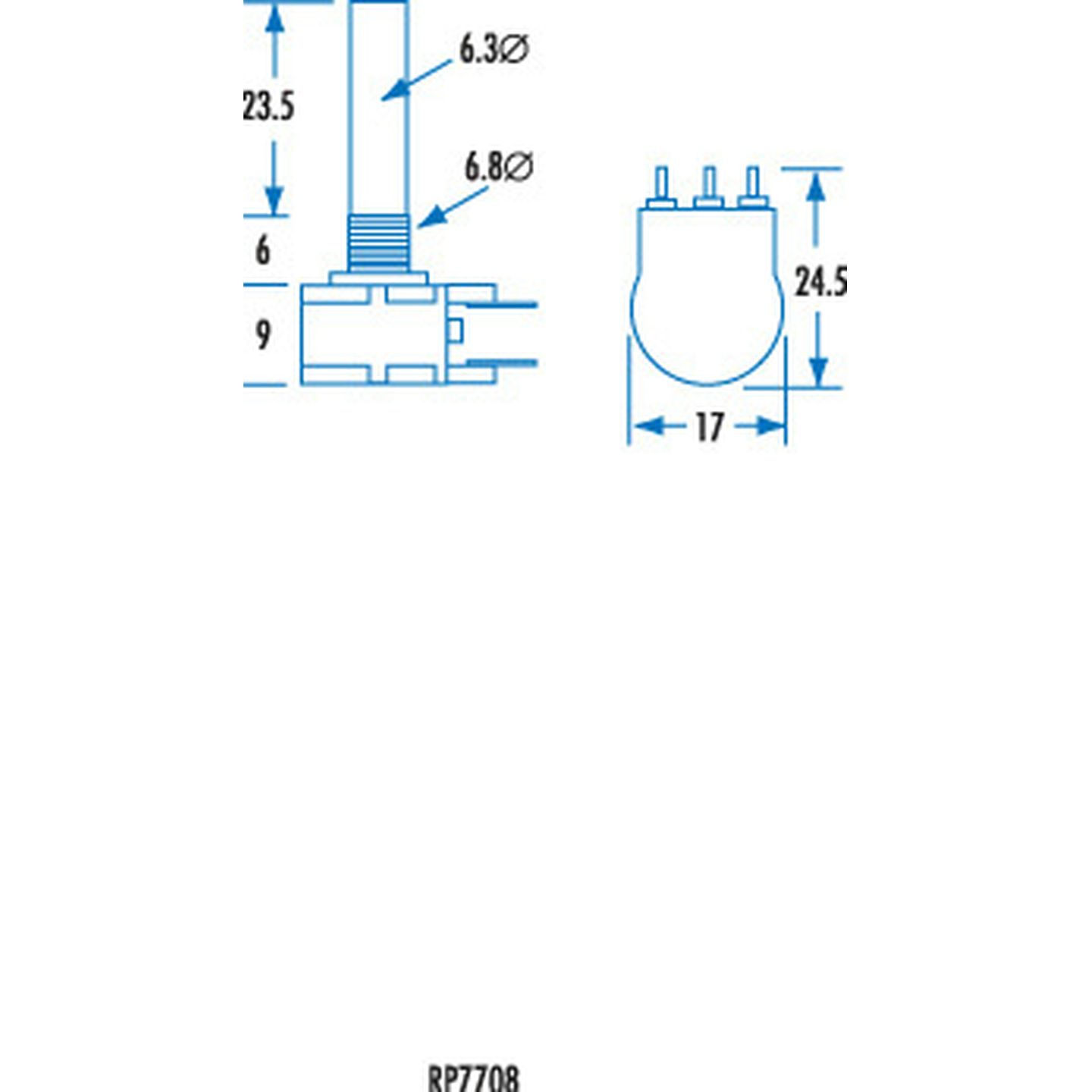 50k Ohm Linear B Double Gang 16mm Potentiometer