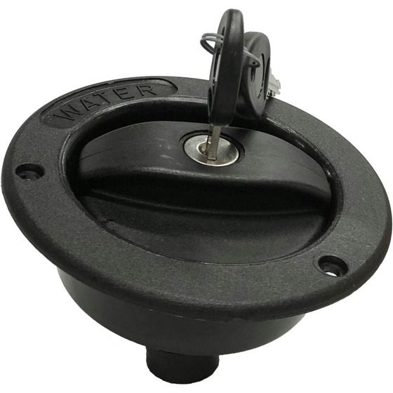Jaycar 25 mm Lockable Water Filler & Cap – Black – Caravan & RV Fresh Tank Fitting