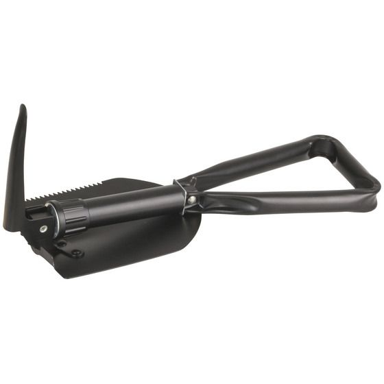 Jaycar Folding Shovel – Steel, 62cm Extended / 24cm Folded, Serrated Blade & Pick, Carry Case Included