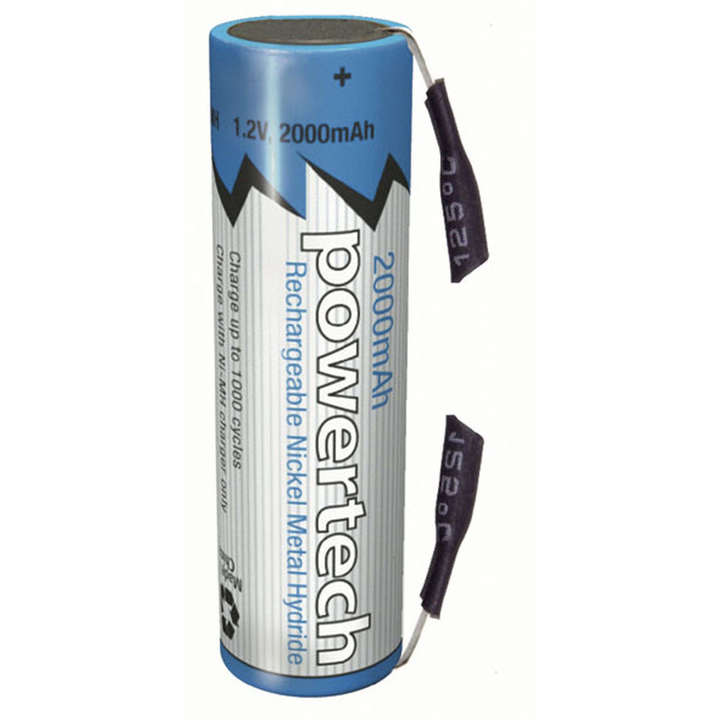 1.2V AA 2000mAH Rechargeable Ni-MH Powertech Battery - Solder Tag