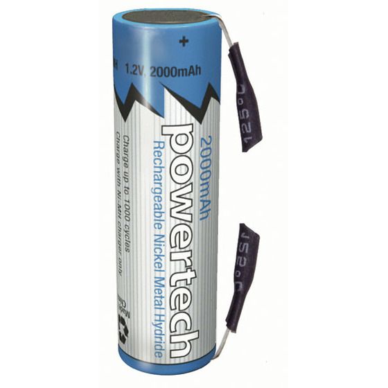 Jaycar Powertech 1.2V AA 2000mAh Ni-MH Rechargeable Battery – Solder Tag Terminal