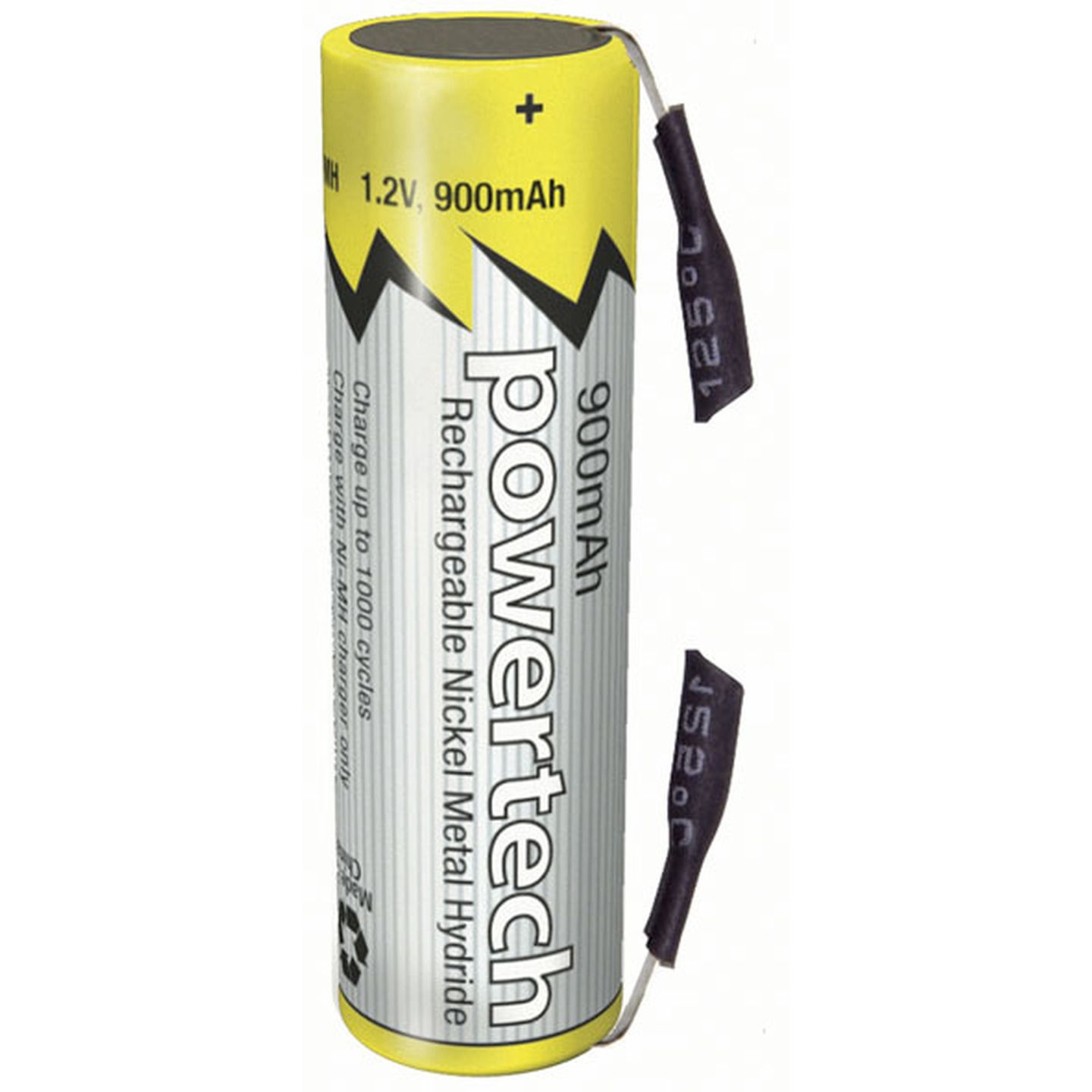 1.2V AAA 900mAh Rechargeable Ni-MH Powertech Battery - Solder Tag