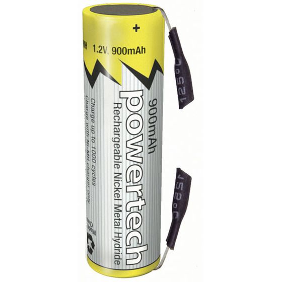 1.2V AAA 900MAH RECHARGEABLE NI-MH POWERTECH BATTERY - SOLDER TAG