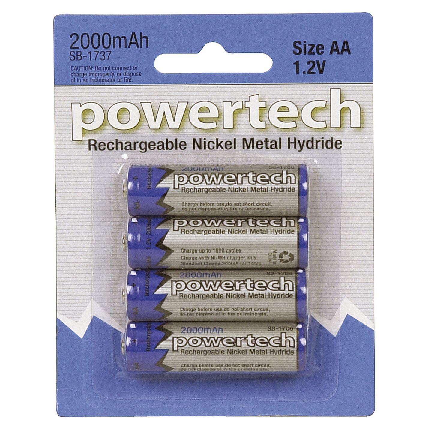 1.2V 2000mAh AA Ni-MH Batteries - Pack of 4