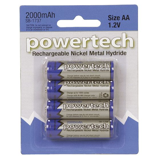 Jaycar 1.2V 2000mAh AA Ni-MH Rechargeable Batteries – Pack of 4
