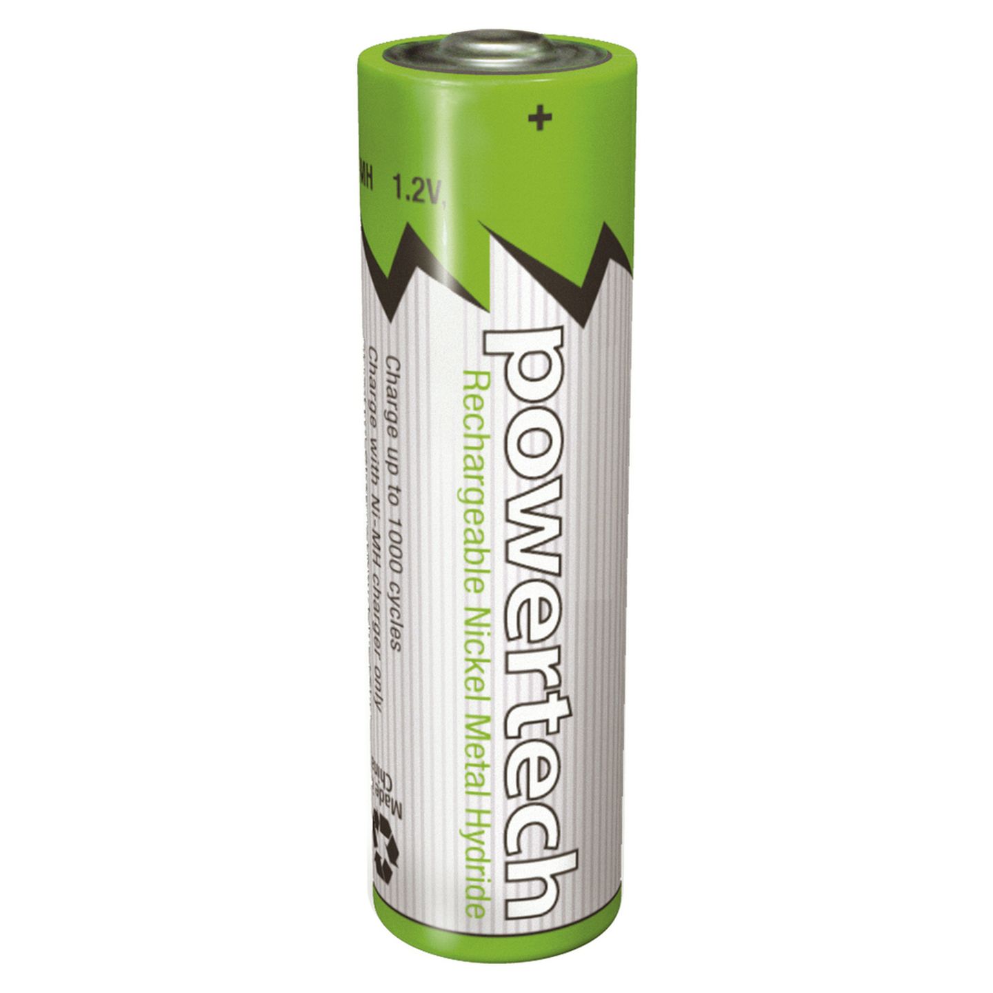 1.2V AA 2500mAh Rechargeable Ni-MH Powertech Battery - Nipple