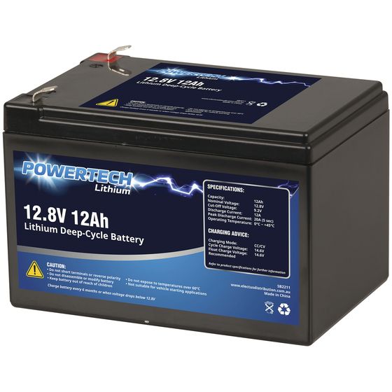 Jaycar 12.8V 12Ah Lithium Deep Cycle Battery