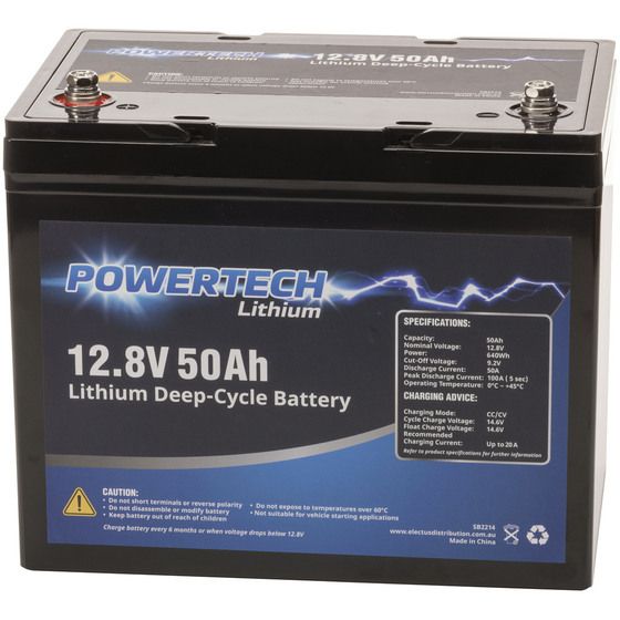 Jaycar 12.8V 50Ah Lithium Deep Cycle Battery