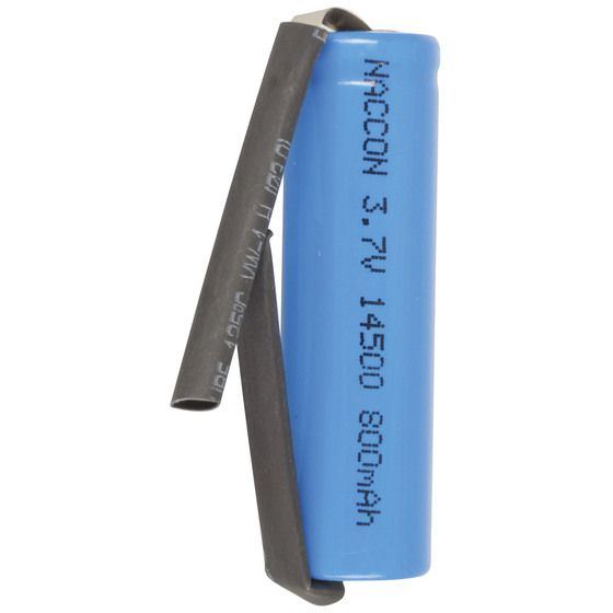 14500 RECHARGEABLE LI-ION BATTERY 800MAH 3.7V SOLDER TAG