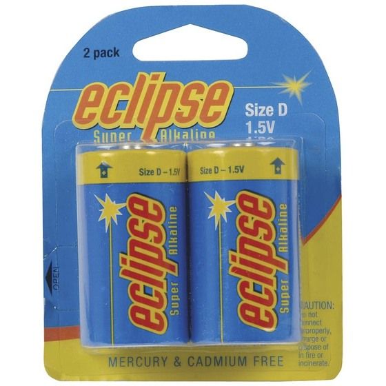 ECLIPSE D SIZE ALKALINE BATTERIES - PACK OF 2