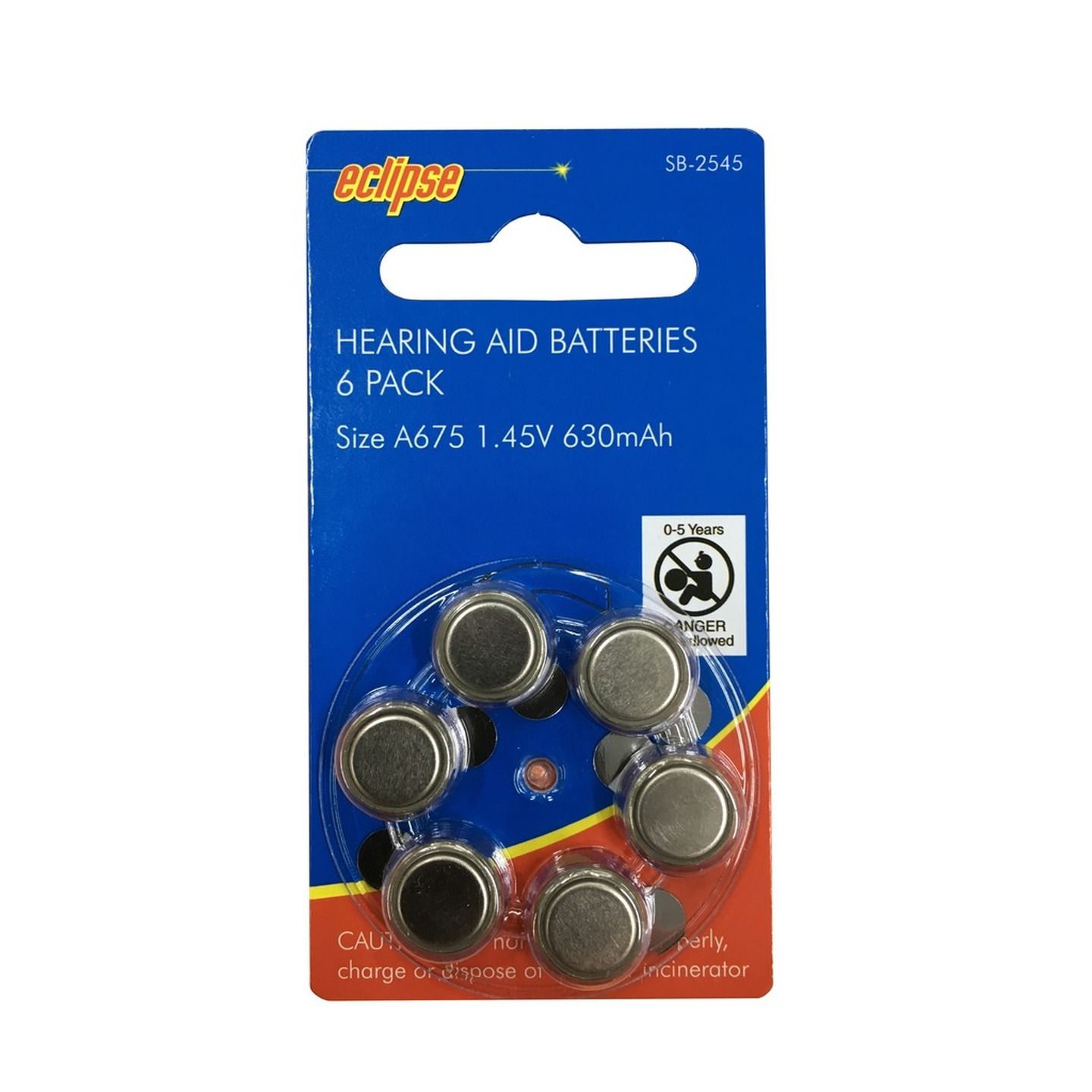 Hearing Aid Batteries A675 630mAh 6 pack