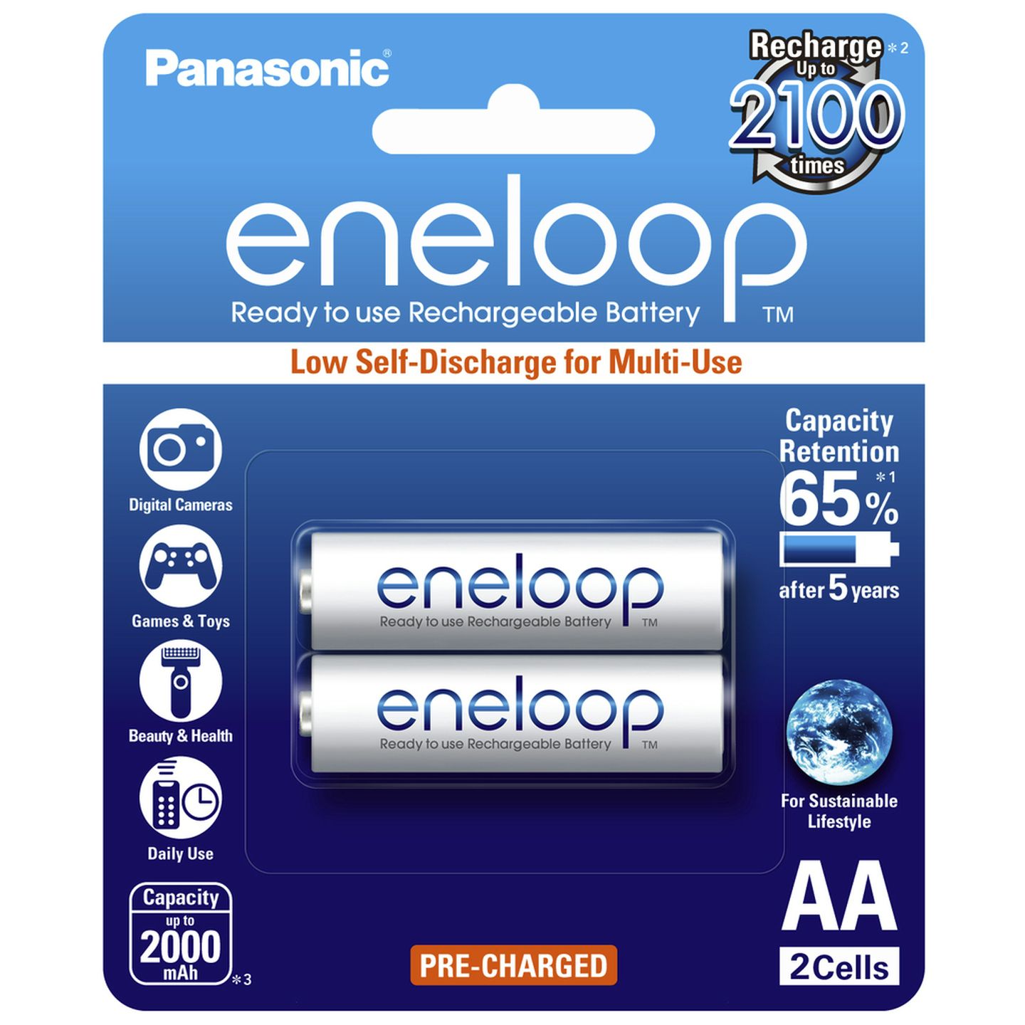 Panasonic Eneloop Ni-MH 1.2V 2000mAH - AA 2 Pack