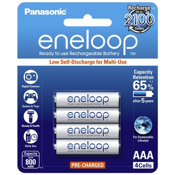 Panasonic Eneloop AAA Rechargeable Batteries – 1.2V 800mAh, Pre-Charged, 4 Pack
