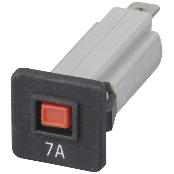 Jaycar 7A Panel Mount Thermal Circuit Breaker, 19mm Square Facade, Red Trip Button, IEC 934 R/TO
