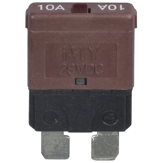 Jaycar 10A Manual Reset Standard Blade Circuit Breaker – 28VDC, SF2333