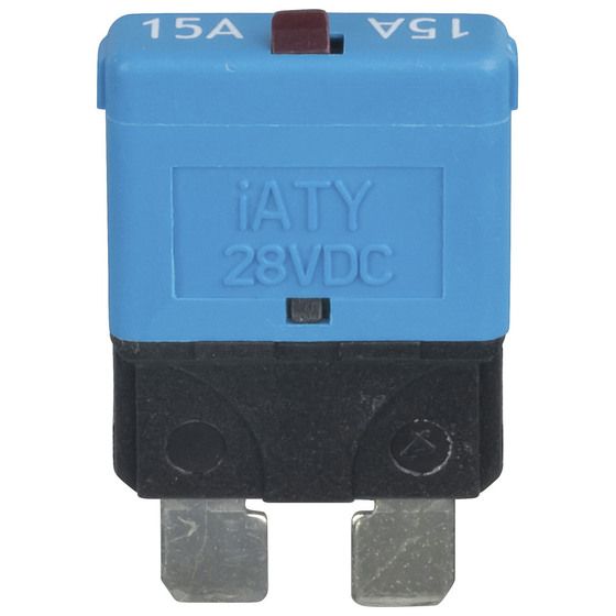 Jaycar 15A Manual Reset Standard Blade Circuit Breaker – 28VDC, SF2334