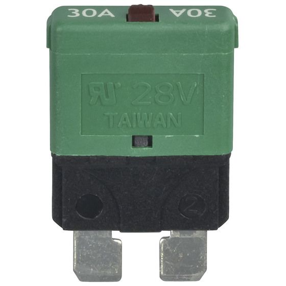 Jaycar 30A Manual Reset Blade Circuit Breaker – 28VDC, Fuse Block or Panel Mount