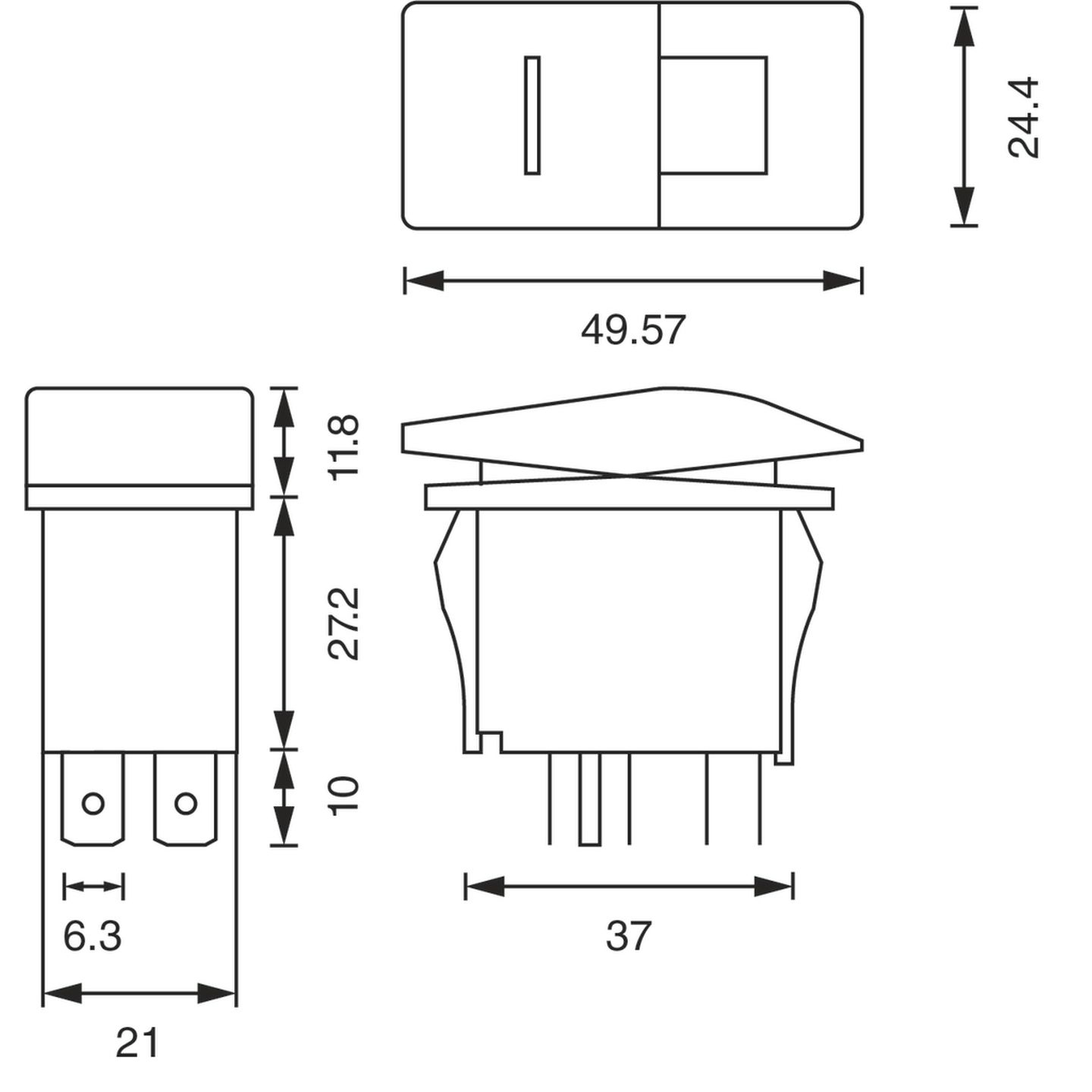 SPDT Dual Illuminated Rocker Switch with Labels and Interchangeable Covers - White