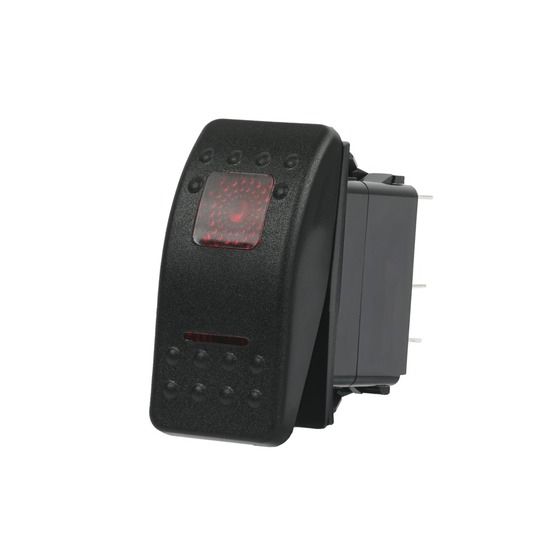 Jaycar SPDT Dual Illuminated Rocker Switch with Labels & Interchangeable Covers – Red (SK0912)