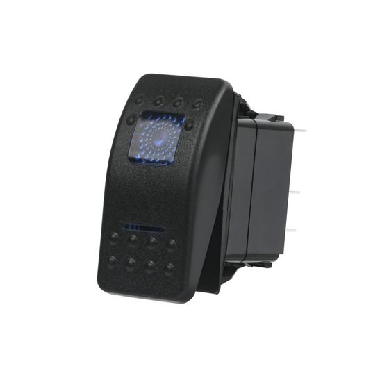 Jaycar SPDT Dual Illuminated Rocker Switch with Labels & Interchangeable Covers – Blue (SK0914)