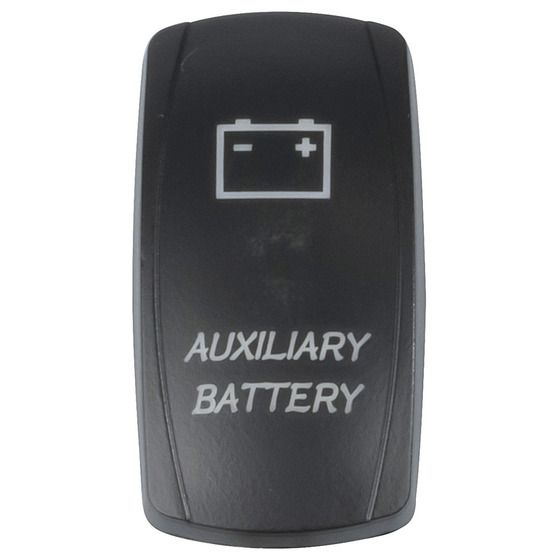 Jaycar Laser Etched "Auxiliary Battery" Cover for Illuminated Rocker Switch – SK0922