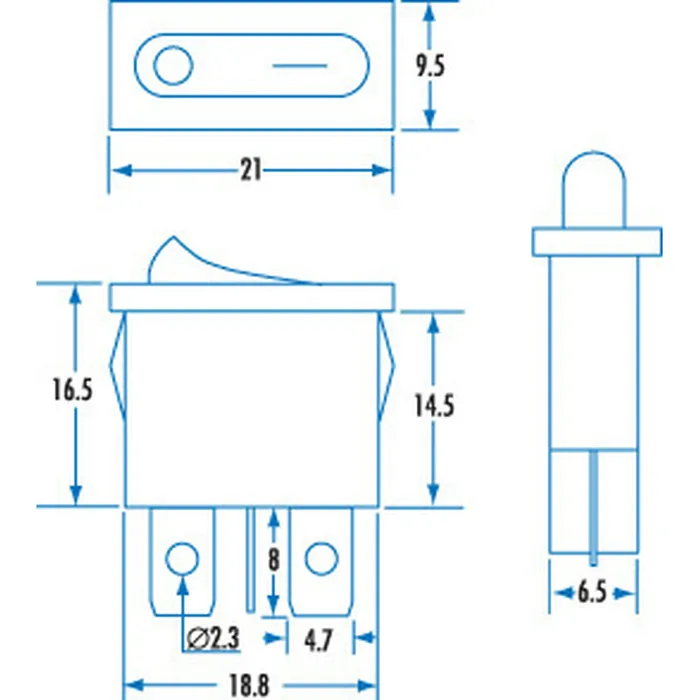SPST Ultra Mini Rocker Switch Jaycar Australia