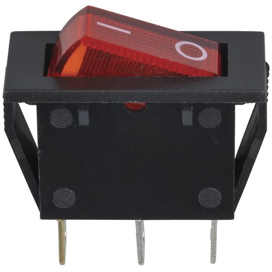 SPST Illuminated Red Rocker Switch | 240VAC 15A | Jaycar SK0978