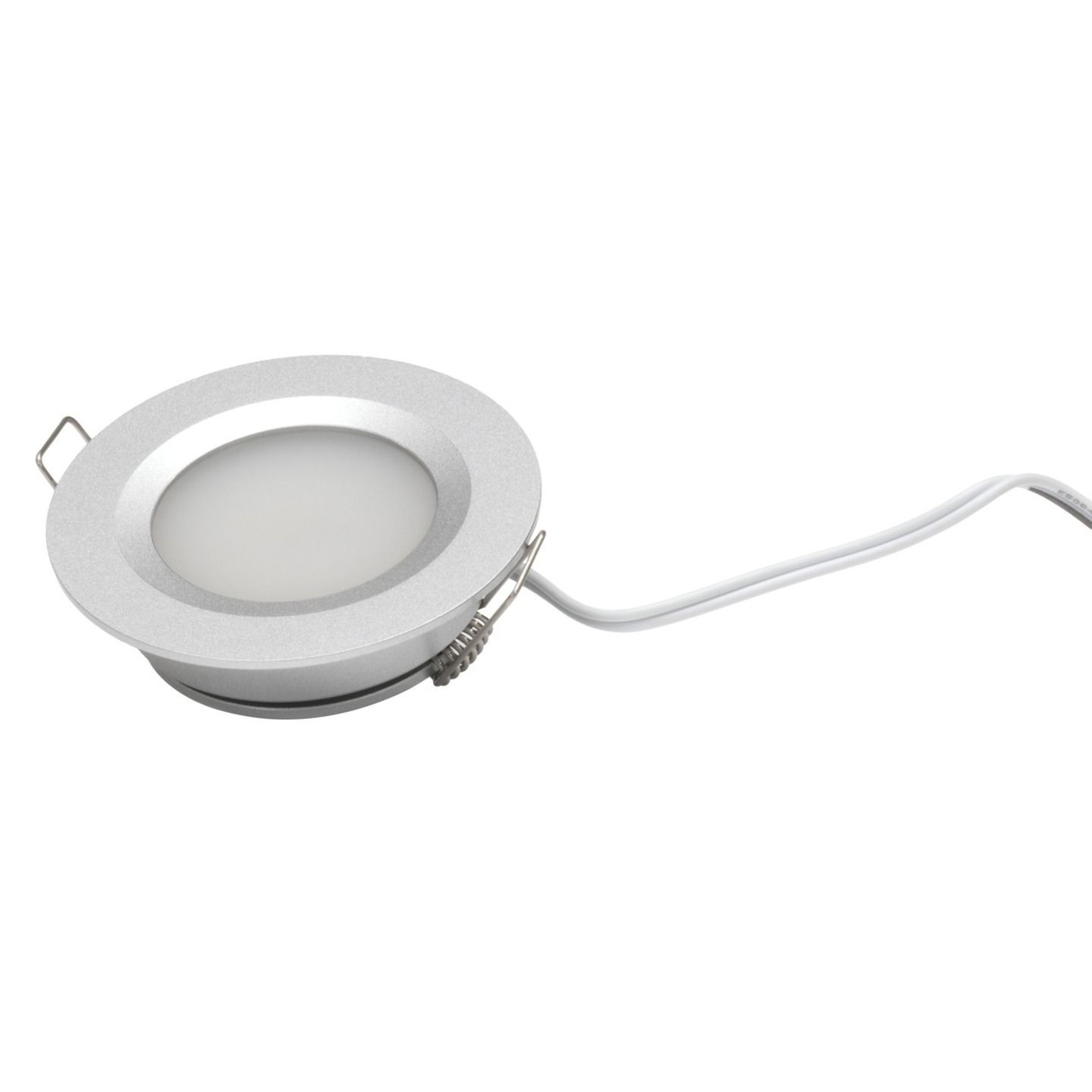 2W 11-16VDC Cool White LED Downlight with Push Button Diffuser Silver