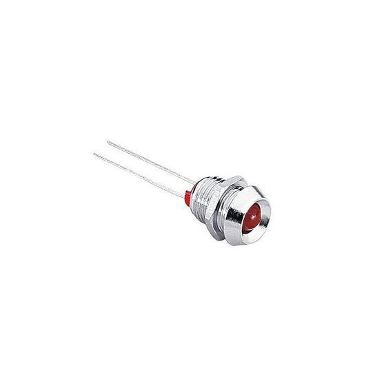 Chrome Panel Mount LED 5mm Red | 8mm Hole, Low Voltage Indicator
