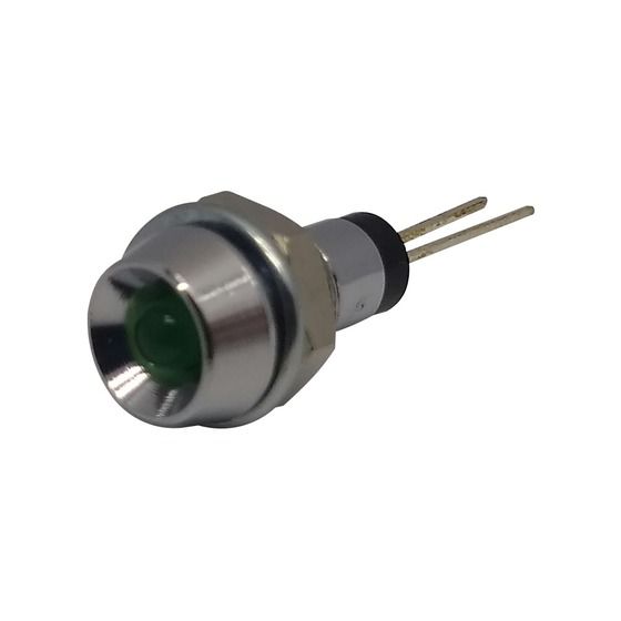 Jaycar Chrome Bezel with 3mm Green LED – Low Voltage Panel Mount Indicator