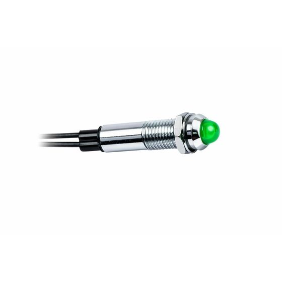 Mains Operated Green LED Bezel – Chrome 100–270VAC | Jaycar
