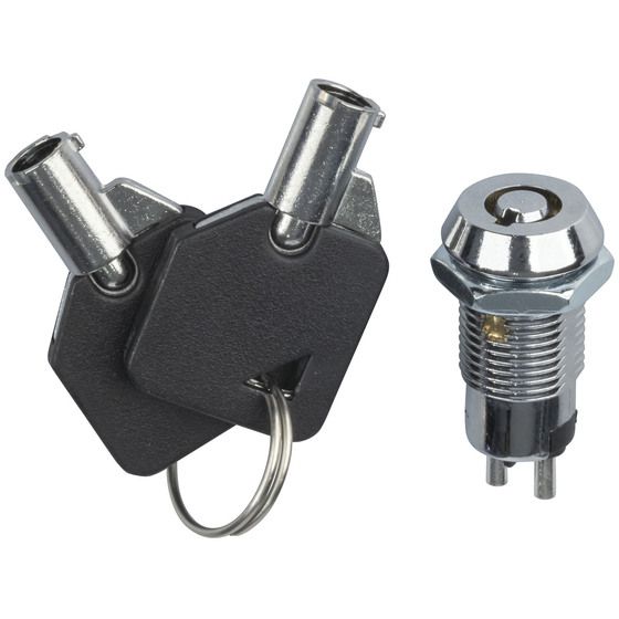 JAYCAR SPST Mini Key Switch – Chrome Plated, Spring Return, Tube Key (28mm Depth)