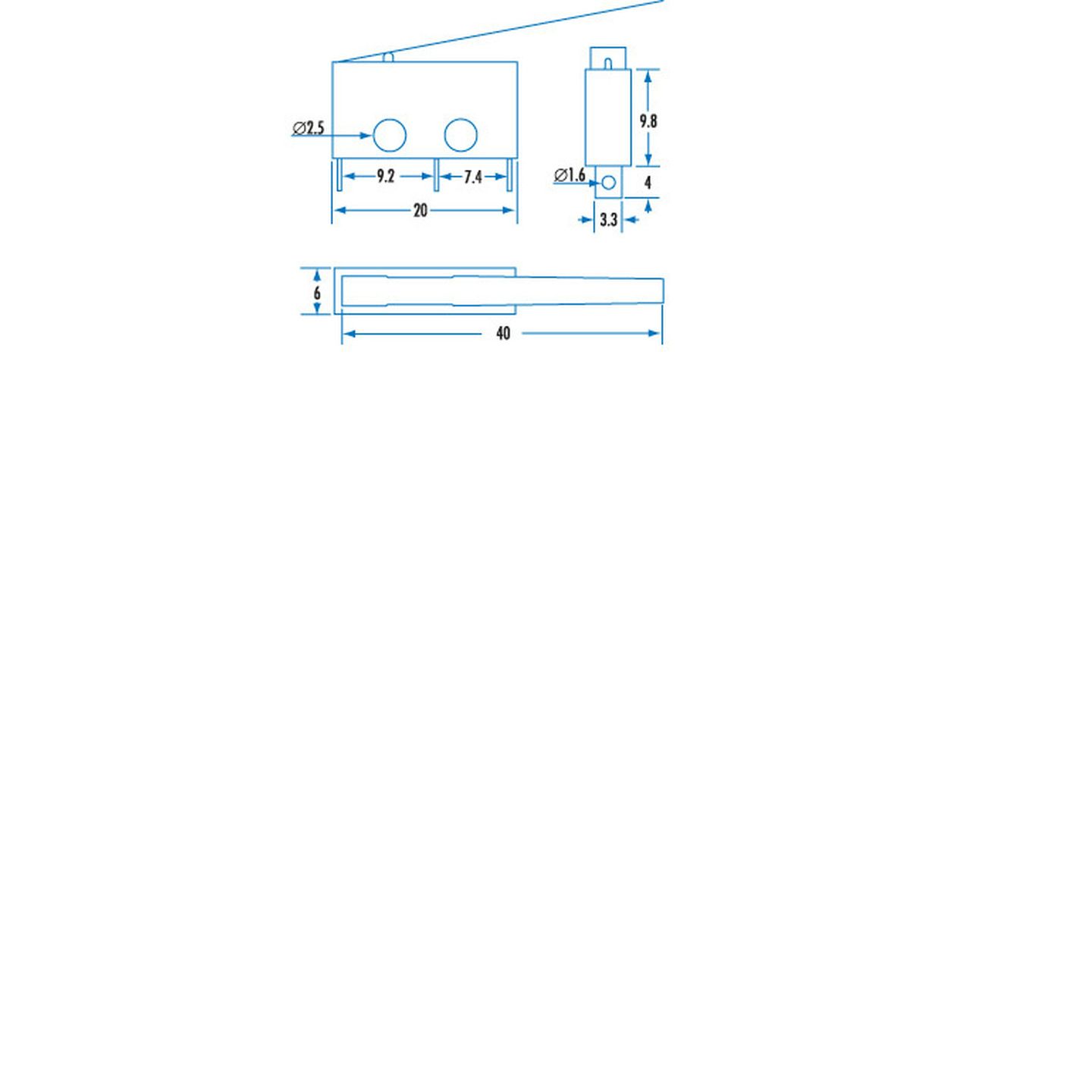 SPDT 250V 3A Miniature Micro Switch with Lever