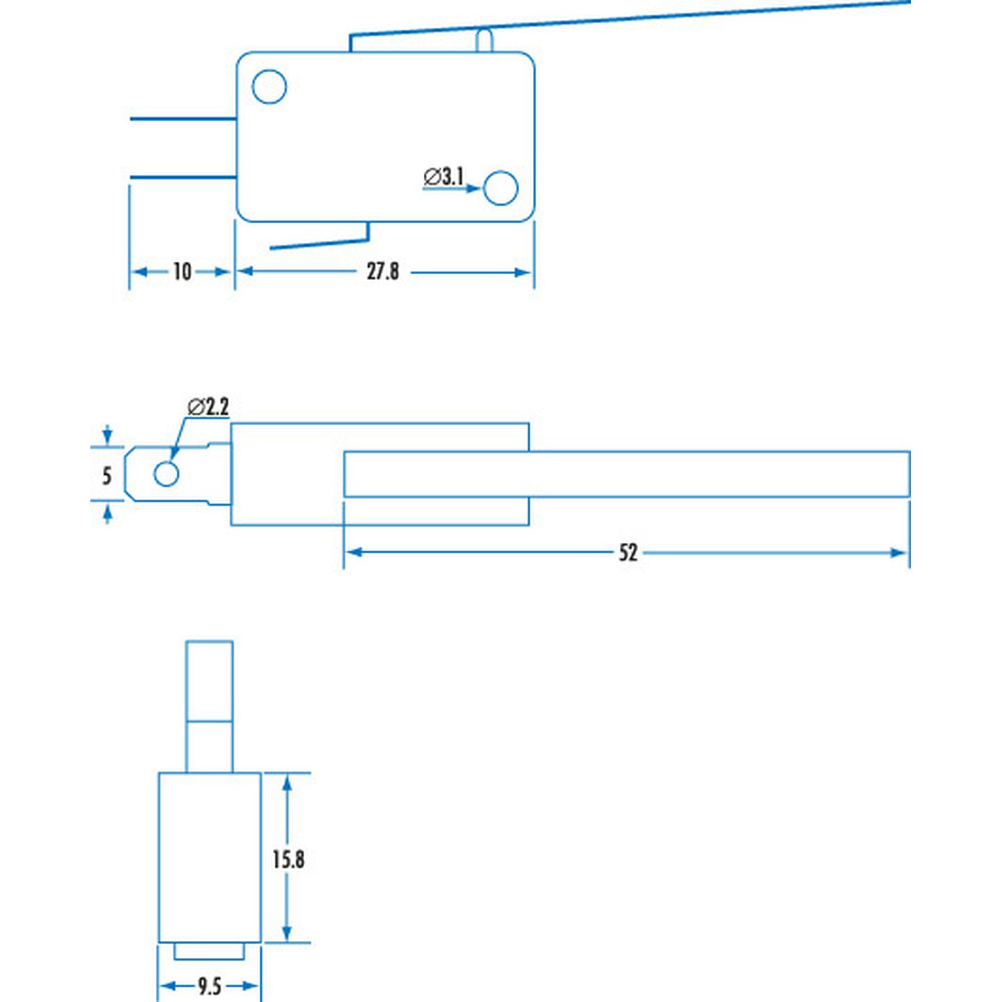 SPDT 250V 5A Standard Micro Switch with Lever