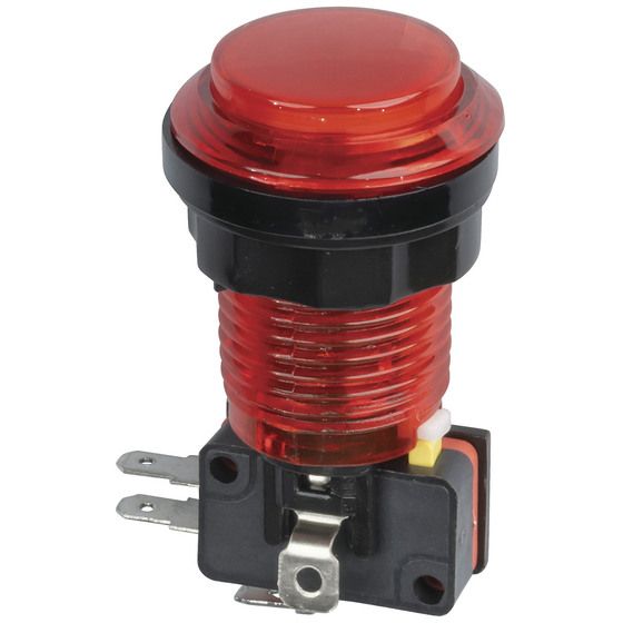 Jaycar Red Arcade Button Switch with LED – 25mm Mount