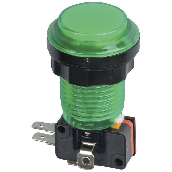 Green Arcade Button Switch with LED Illumination | 25mm Mounting | Jaycar SP0665