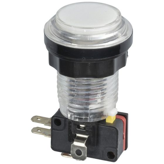 White Arcade Button Switch with LED Illumination | 25mm Mounting | Jaycar SP0669