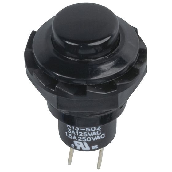 Small Black SPST N/O Momentary Pushbutton Switch | Round | Jaycar SP0700