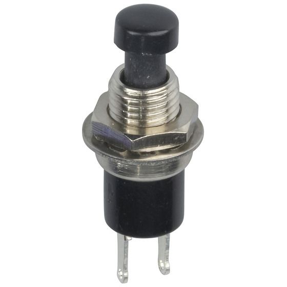 JAYCAR Black Miniature Pushbutton – SPST Momentary, 125V 1A Rating