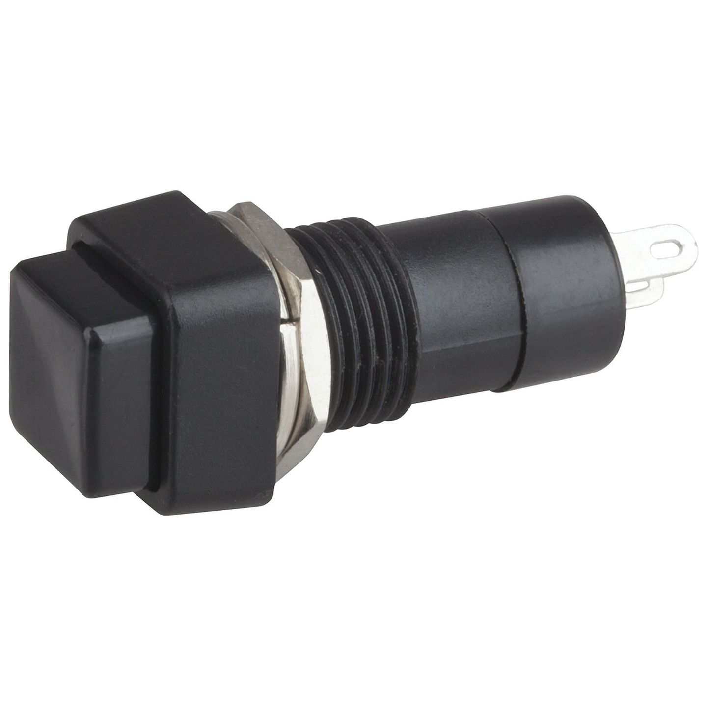 SPST Pushbutton - Black Actuator - Latching