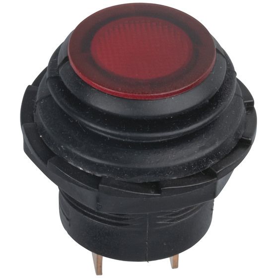 Red Momentary Pushbutton Switch IP65 – SPST, Illuminated