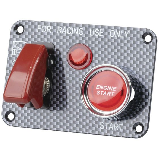 Racing Ignition Switch Panel – Push Button Start, Carbon Fibre Finish | JAYCAR