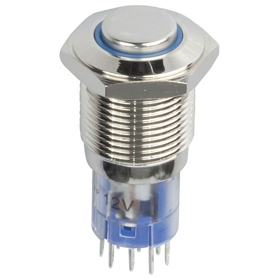 IP67 Illuminated Pushbutton Switch – Blue, DPDT On/Off, Metal Body