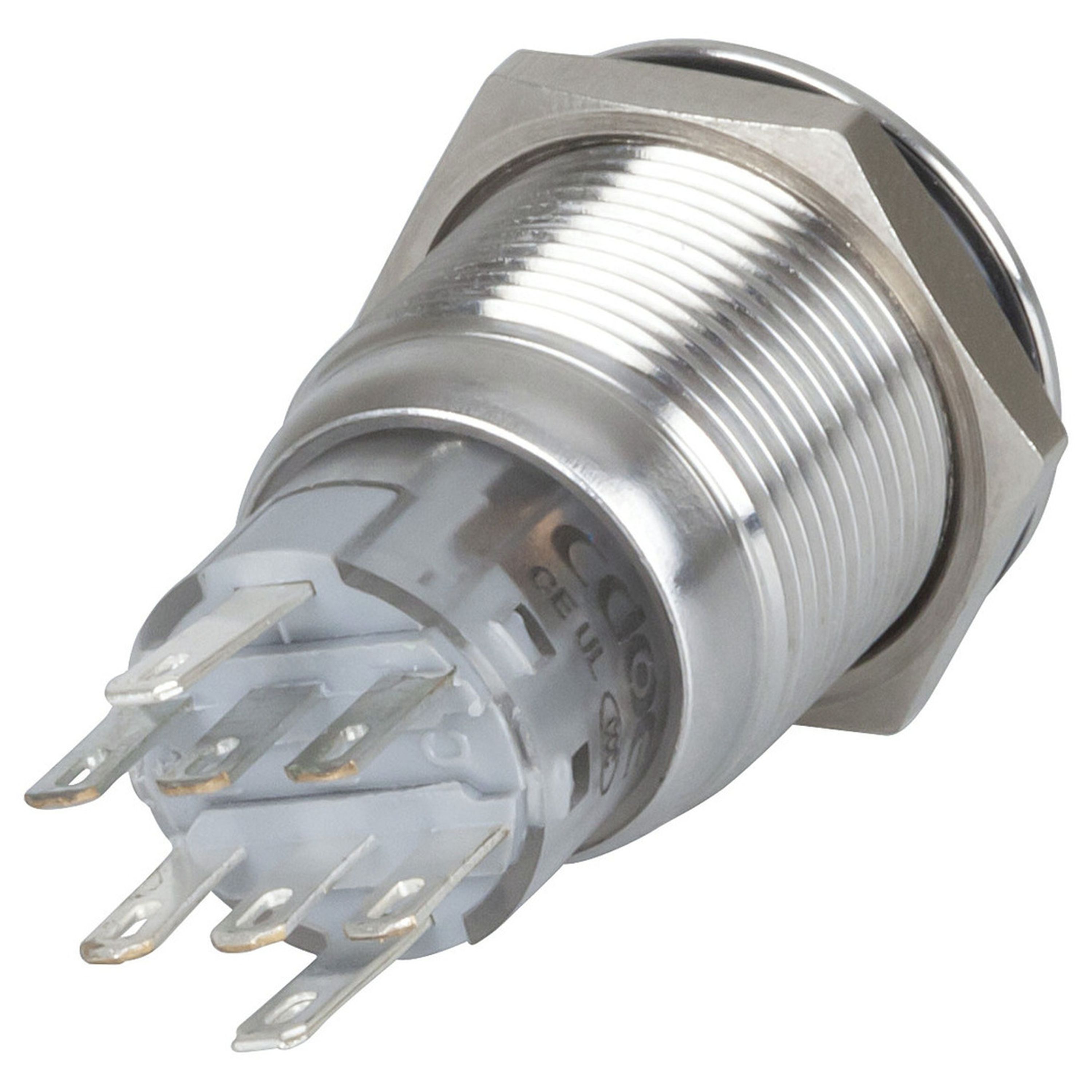 Green 19mm IP67 Metal Pushbutton Momentary Switch with Illuminated Ring