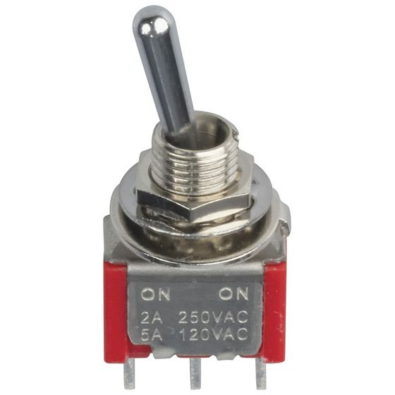 Jaycar SPDT Miniature Toggle Switch – Solder Tag, On-On Position, 2A 250VAC
