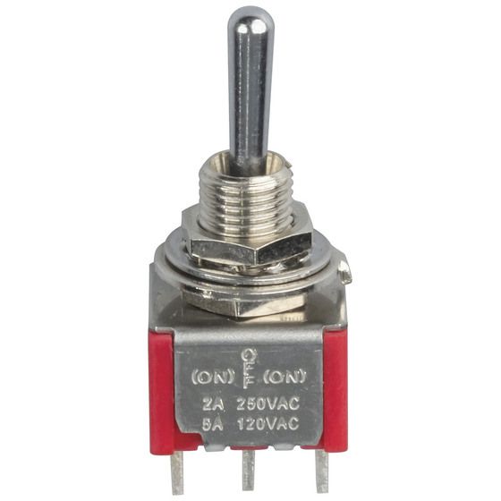 Jaycar DPDT Miniature Toggle Switch – Momentary Centre-Off, Solder Tag