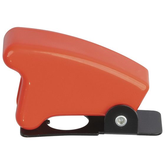 Jaycar Missile Switch Protective Cover – Red Hinged Spring-Return, Fits 12mm Toggle