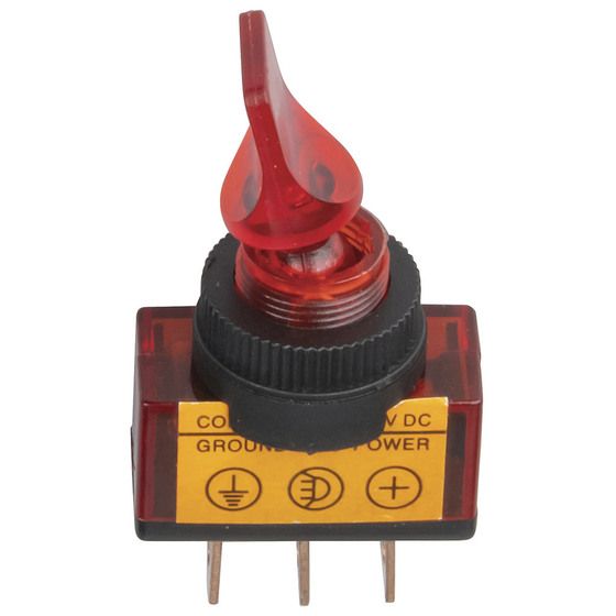 Jaycar 12V Illuminated Duckbill Toggle Switch – Red, Tungsten Lamp