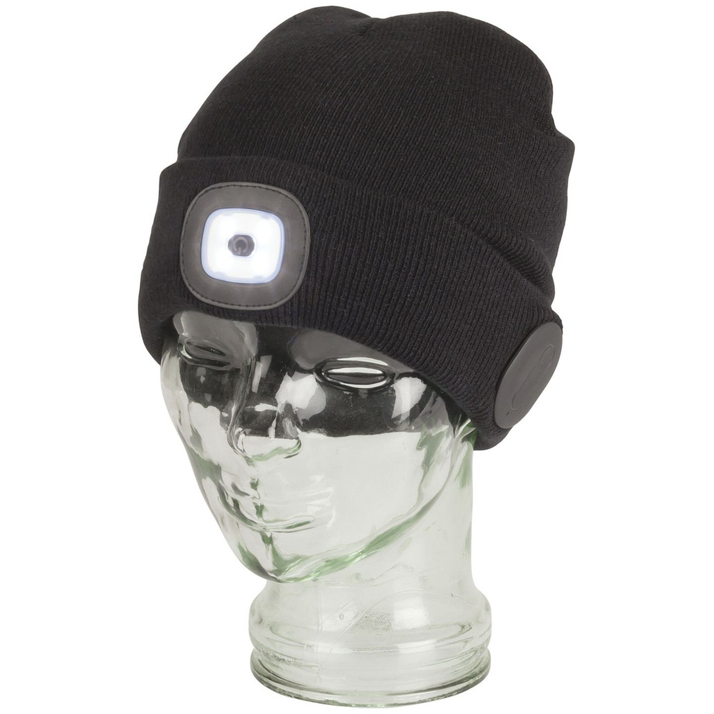 Black Beanie with Bluetooth Speakers and LED Torch