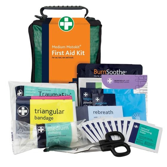 RELIANCE MEDICAL TRAVEL & MOTORING KIT IN GREEN STOCKHOLM BAG